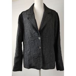 Chicos Size 2 Tweed Blazer Standard‎ Sz L-12  BlackRayon Blend hints of Sparkle